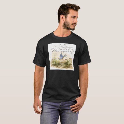 Bluebird on Branch Victor Hugo Inspirerend gedicht T-shirt (Voorkant volledig)