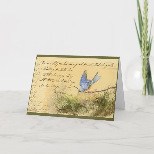 Bluebird on Branch & Victor Hugo Quote Kaart (Voorkant)