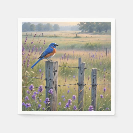 Bluebird op een hek post servet (Voorkant)