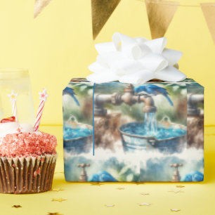 Bluebird op een oude kraan cadeaupapier