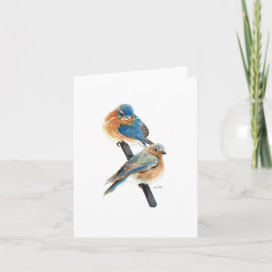 Bluebird Paar Waterverf Kunst Notitiekaartje