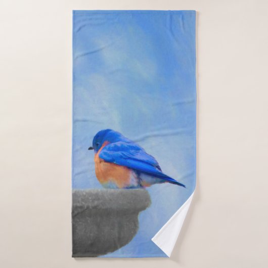 Bluebird Painting - Original Bird Art Bad Handdoek (Badhanddoek)