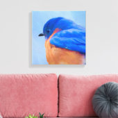 Bluebird Painting - Original Bird Art Canvas Afdruk (Insitu (Woonkamer))