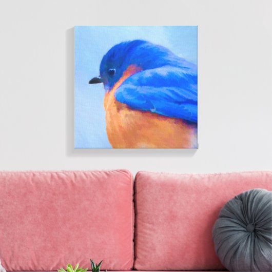 Bluebird Painting - Original Bird Art Canvas Afdruk (Insitu (Woonkamer))