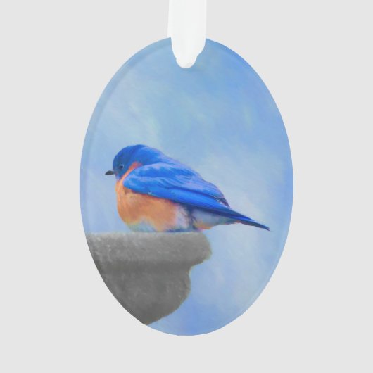 Bluebird Painting - Original Bird Art Ornament (achterkant)