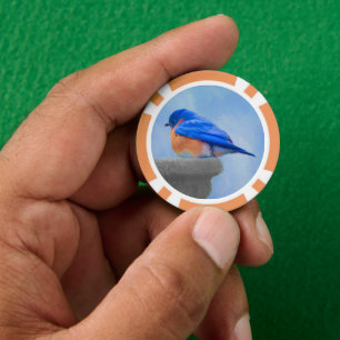 Bluebird Painting - Original Bird Art Poker Chips