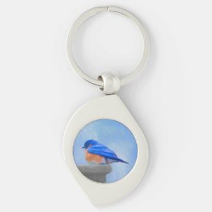 Bluebird Painting - Original Bird Art Sleutelhanger