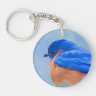 Bluebird Painting - Original Bird Art Sleutelhanger