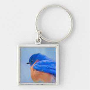 Bluebird Painting - Original Bird Art Sleutelhanger