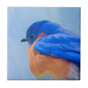 Bluebird Painting - Original Bird Art Tegeltje