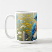 Bluebird Perched op houten hek Koffiemok (Links)