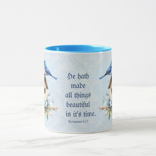 Bluebird Scripture Mug Birdhouse Ecclesiastes (Centre)