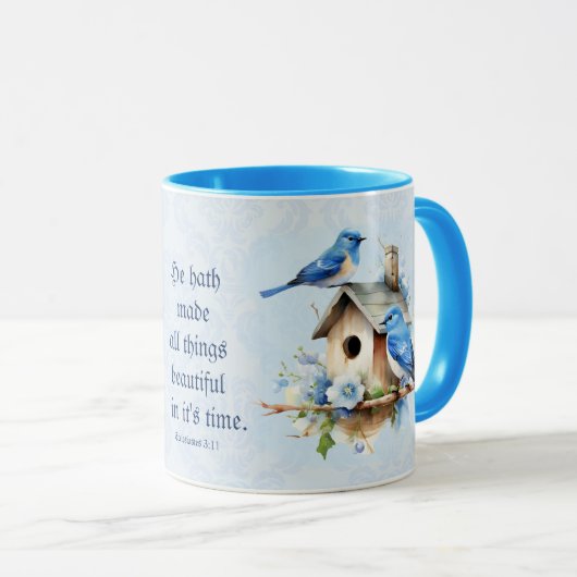 Bluebird Scripture Mug Birdhouse Ecclesiastes (Devant droit)