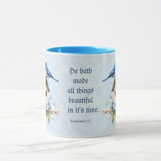 Bluebird Scripture Mug Birdhouse Ecclesiastes (Centre)