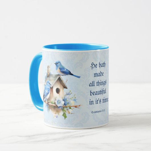 Bluebird Scripture Mug Birdhouse Ecclesiastes (Devant gauche)