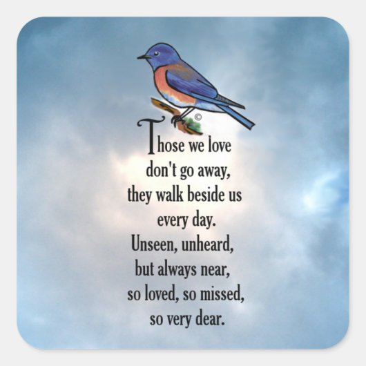 Bluebird "so Loved" Poem Vierkante Sticker (Voorkant)
