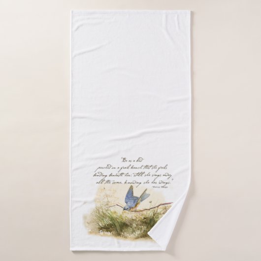 Bluebird sur une branche Le poème de Bluebird Vict (Serviette de bain)