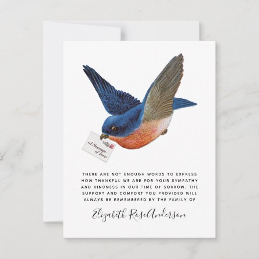 Bluebird Sympathie Funeral Memorial Bedankkaart (Voorkant)