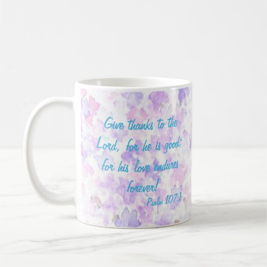 Bluebird Watercolor Scripture Mug Psaume 107 (Gauche)