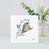 Bluebird Waterverf Bessen Groen Kunst (Staand voorkant)