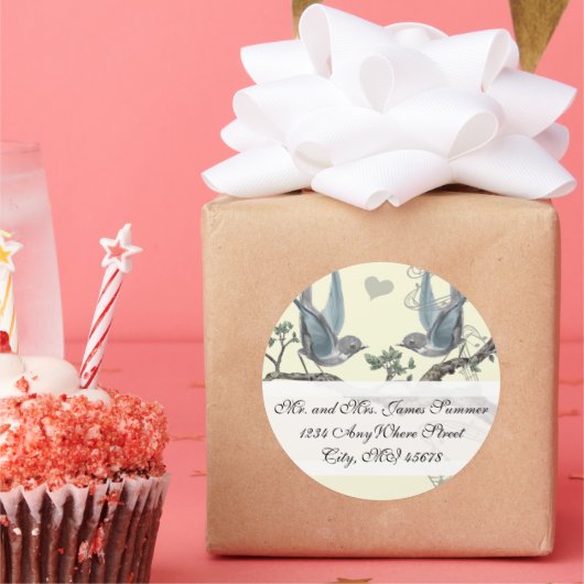  Bluebird Wedding Return-adres Ronde Sticker (Feest)