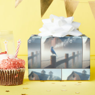 Bluebird zingen in ochtendmist cadeaupapier