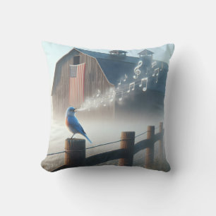 Bluebird zingen in ochtendmist kussen