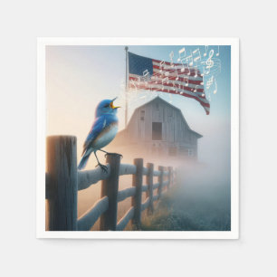 Bluebird zingen met Amerikaanse vlag Servet