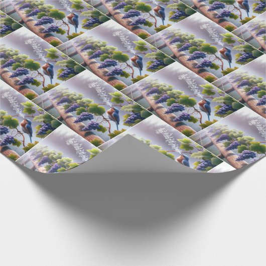 Bluebird zingt op een Grapevine Cadeaupapier (Hoek)