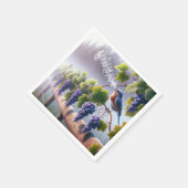 Bluebird zingt op een Grapevine Servet (Hoek)