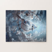 Bluebird Zittend op Snowy Branch Legpuzzel (Horizontaal)