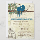Bluebirds assis dans un mariage d'arbre Invitation (Devant)