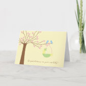 Bluebirds Cherry Tree Newborn Gefeliciteerd Kaart (Voorkant)