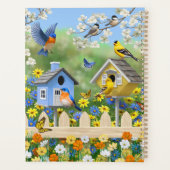 Bluebirds Goldfinches Birdhouses Jardin aux fleurs (Dos)