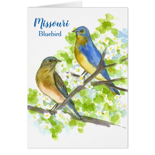 Bluebirds In A Hawthorn Tree Keep In Touch Blank (Devant)