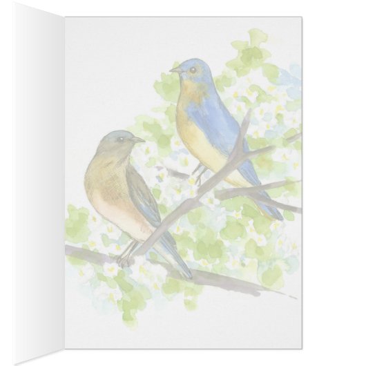 Bluebirds In A Hawthorn Tree Keep In Touch Blank (Intérieur (Droit))