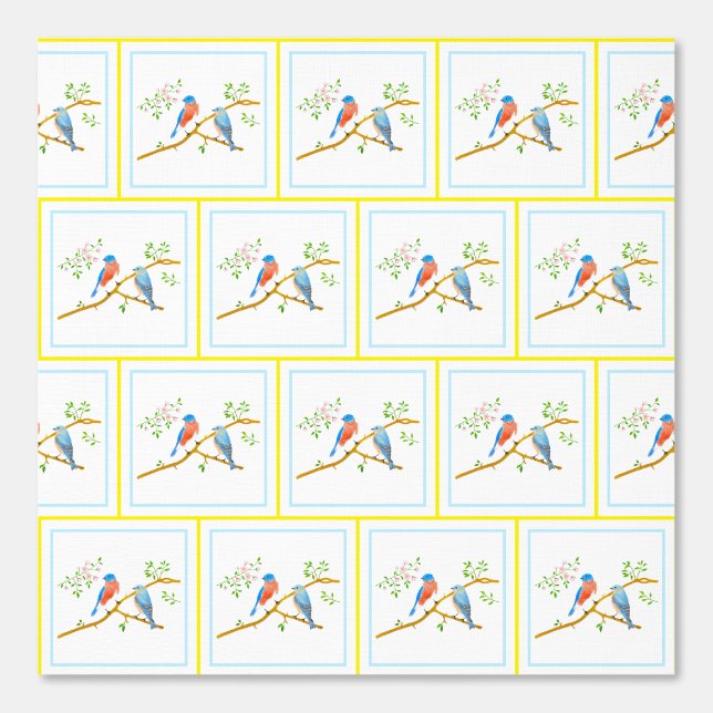 Bluebirds Peel en Stick Wallpaper Behang (Voorkant)