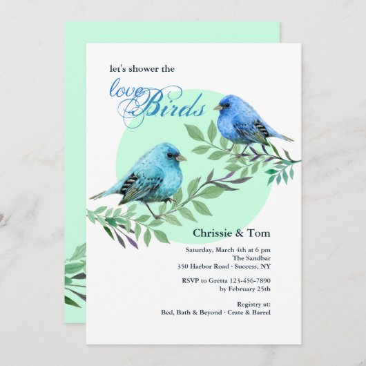 Bluebirds sur une invitation de succursale (Devant / Derrière)