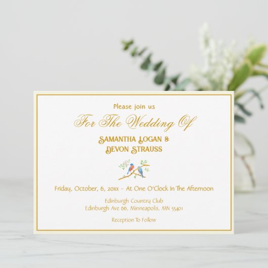 Bluebirds Wedding Invitation 5 x 7 (Debout devant)