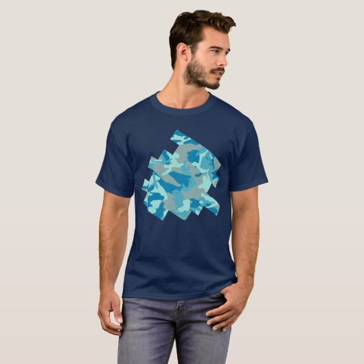 BlueBlast Camo Pattern Digital Sketch T-shirt (Voorkant volledig)