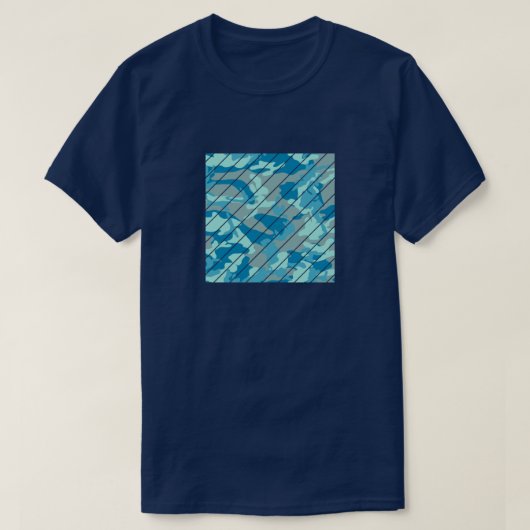 BlueBlast Camo Pattern Square Sliced T-shirt (Design voorkant)