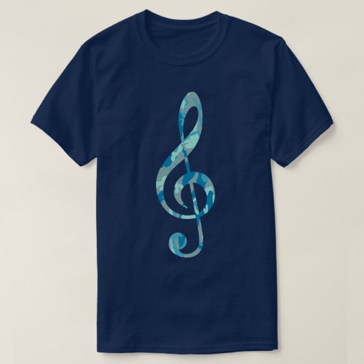 BlueBlast Camo Pattern Treble Clef T-shirt (Design voorkant)