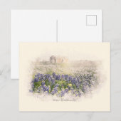 Bluebonnet Field Sketting Waterverf Briefkaart (Voorkant / Achterkant)
