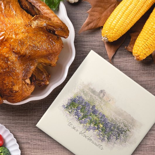 Bluebonnet Field Sketting Waterverf Tegeltje