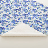 Bluebonnet Floral Pattern Blue and White Sherpa Deken (3/4)