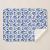 Bluebonnet Floral Pattern Blue and White Sherpa Deken (Voorkant (horizontaal))
