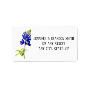 Bluebonnet Floral sur blanc, Étiquette Mariage