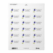 Bluebonnet Floral sur blanc, Étiquette Mariage (Feuille entière)