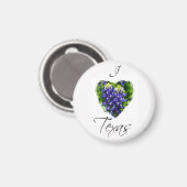 Bluebonnet "I Love Texas" Heart Design Magnet (Recto/Verso)