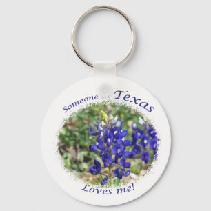 Bluebonnet "Iemand in Texas houdt van me." Button Sleutelhanger